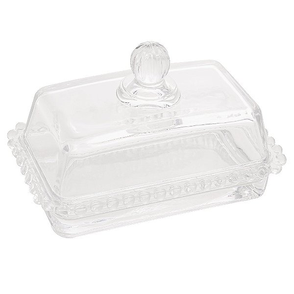 Manteigueira de Cristal com Tampa Pearl 17cm x 10,5cm x 10cm - Wolff