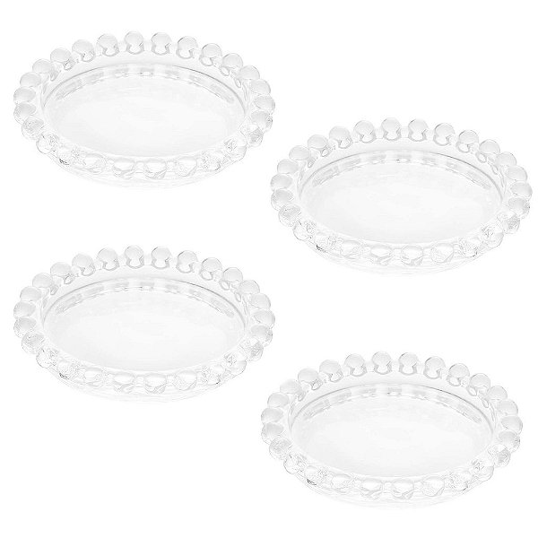 Conjunto 4 Pratos de Cristal Pearl 10cm - Wolff