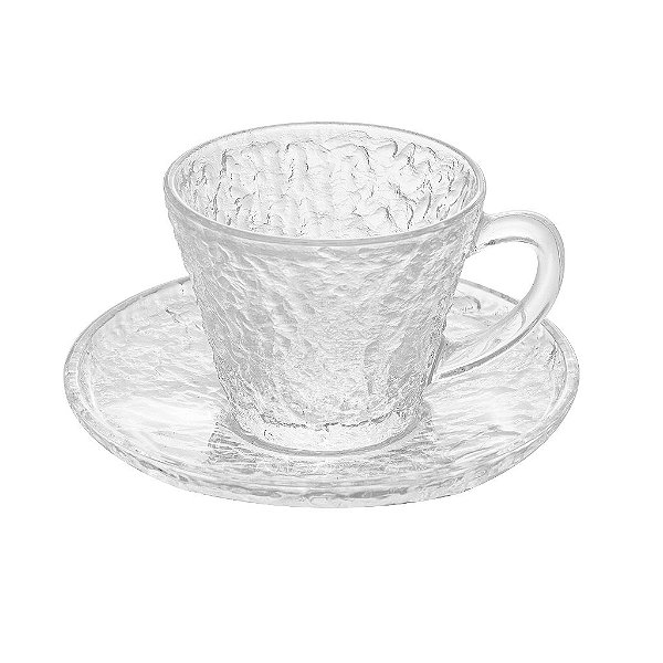 Xícara de Chá de Cristal Martelado com Pires Petra 180ml - Lyor