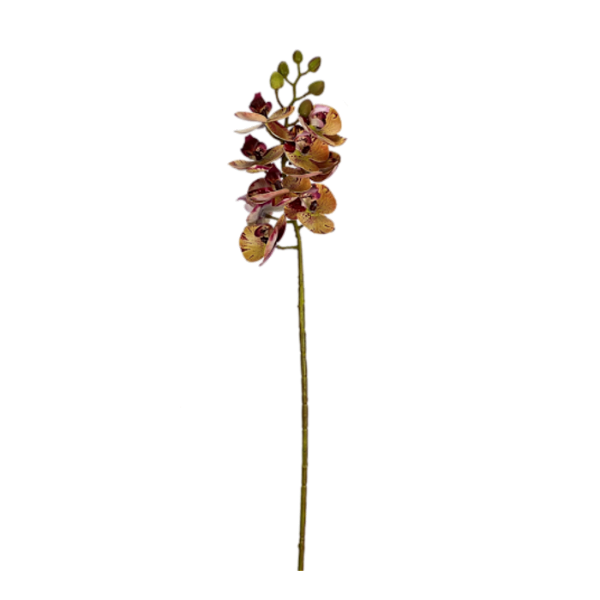 Haste Orquídea 3D Mini 60cm - Amarelo com Vinho