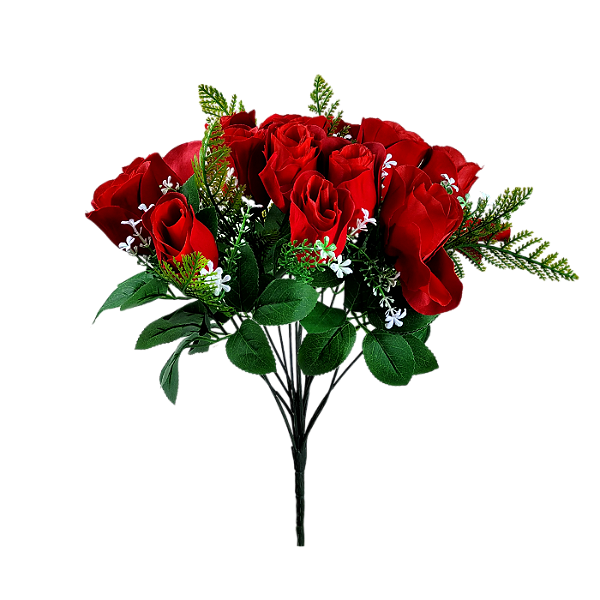 Buque Rosas Botão Veludo X15 30cm
