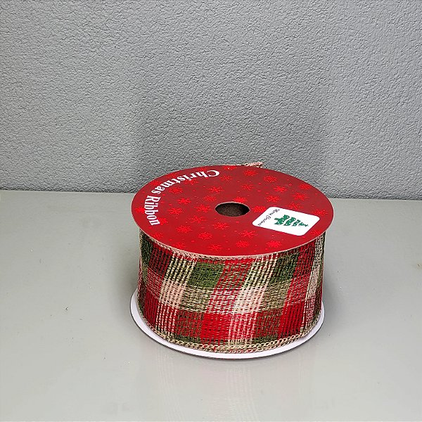 Fita Decorativa Aramada com Estampa de Retângulos 6.3cm x 9.14m