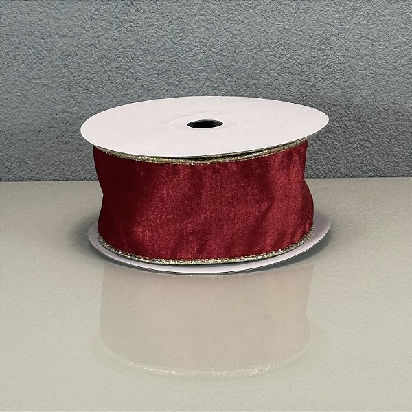 Fita Decorativa Aveludada Vermelha 6.3cm x 9.14m