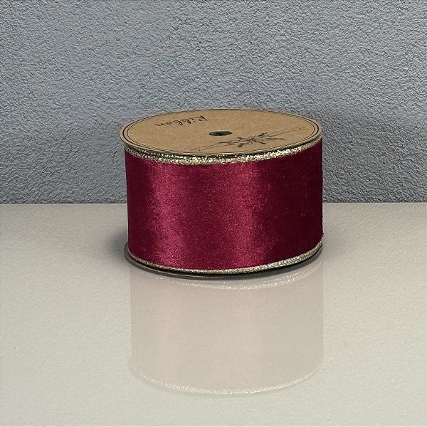 Fita Decorativa Aveludada Vermelha 6.3cm x 9.14m