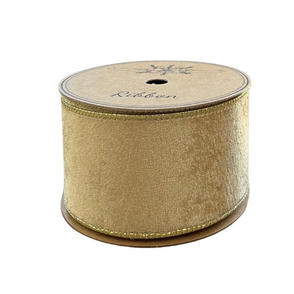 Fita Decorativa Aveludada Bege 6.3cm x 9.14m