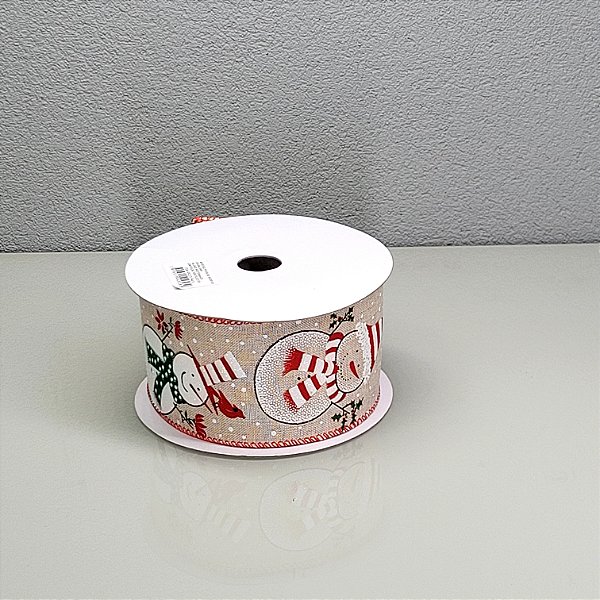 Fita Decorativa Boneco de Neve 6.3cm x 9.14m
