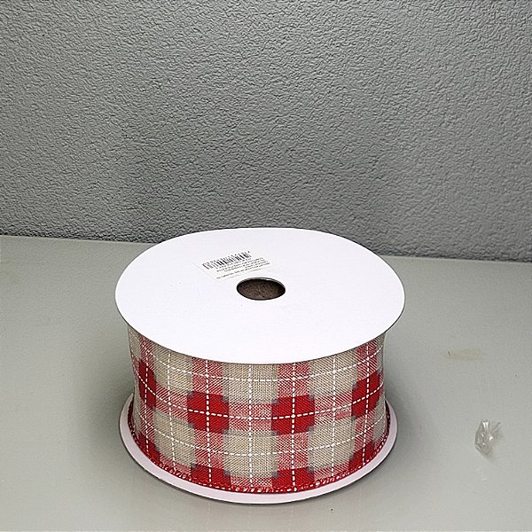 Fita Decorativa Creme com Estampa Xadrez 6.3cm x 9.14m