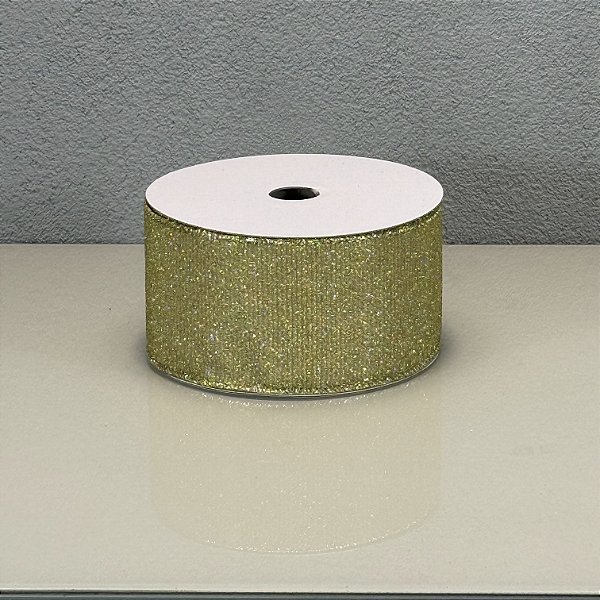 Fita Decorativa Dourada Lisa 6.3cm x 9.14m