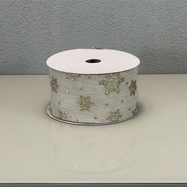 Fita Decorativa Floco de Neve 6.3cm x 9.13m
