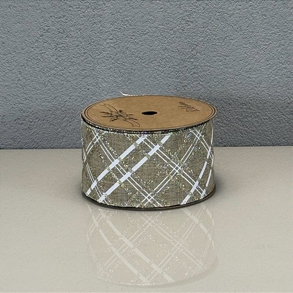 Fita Decorativa Listrada Chocolate e Dourado 6.3cm x 9.14m