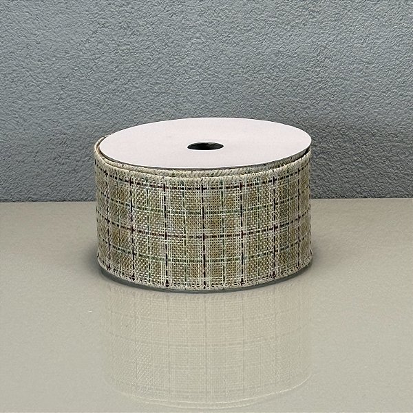 Fita Decorativa Verde Chá com Xadrez 6.3cm x 9.14m