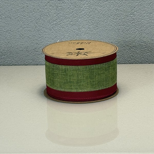 Fita Decorativa Verde e Vermelha 6.3cm x 9.14m