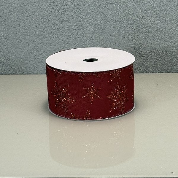 Fita Decorativa Vermelha com Poá 6.3cm x 9.14m