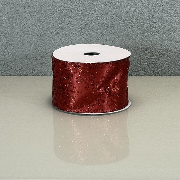 Fita Decorativa Vermelha Lisa 6.3cm x 9.14m