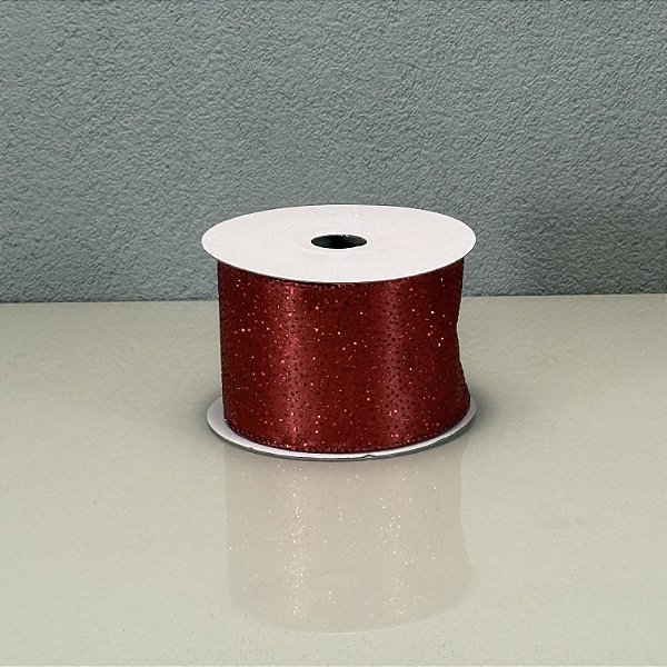 Fita Decorativa Vermelha Lisa 6.3cm x 9.14m