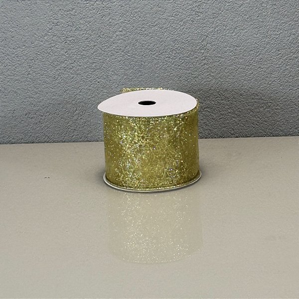 Fita Decorativa Voal com Floco de Neve 6.3cm x 9.14m