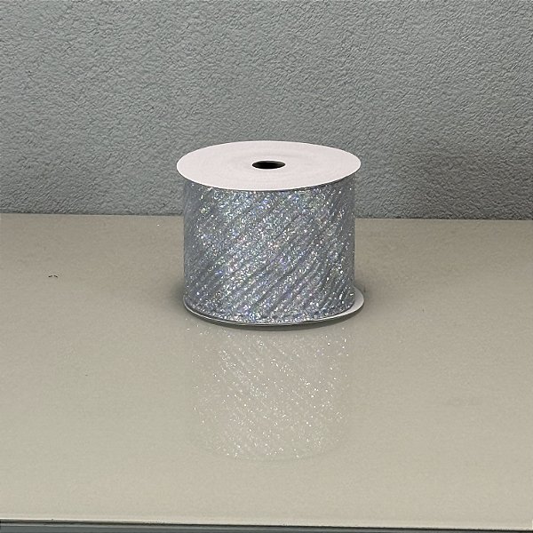 Fita Decorativa Voal com Listras 6.3cm x 9.14m