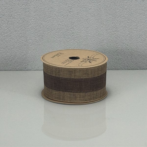 Fita Decorativa Juta e Marrom 6,3cm x 9,14m