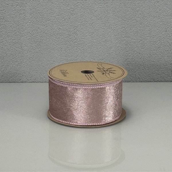 Fita Decorativa Cor Rosa Claro 6,3cm x 9,14m