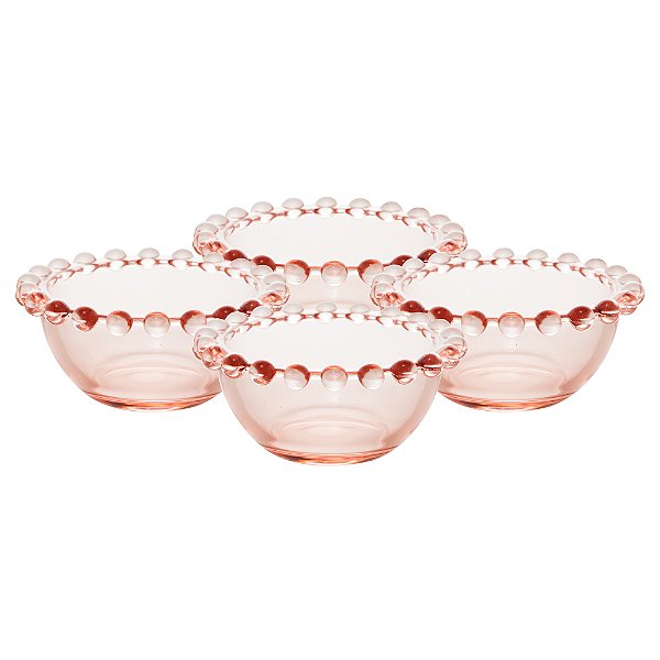 Conjunto 4 Bowls Cristal Pearl Rosa 9x4cm - Wolff
