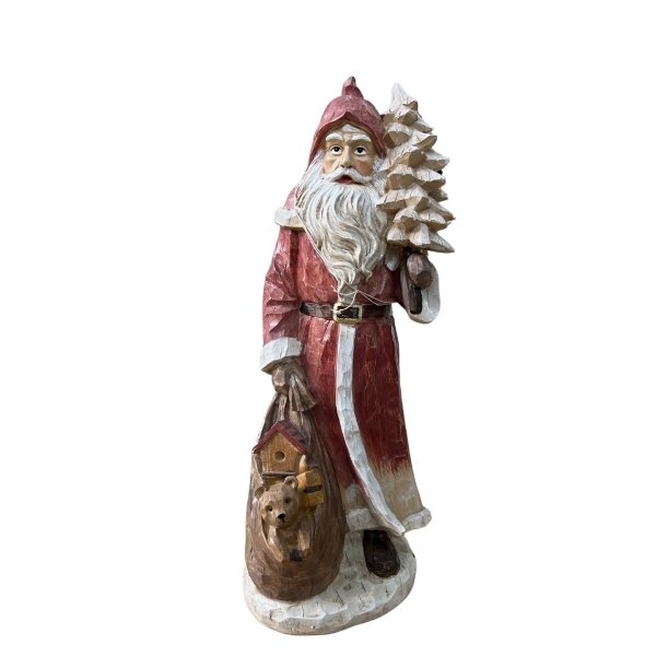 Enfeite Papai Noel em Pé de Resina 38cm