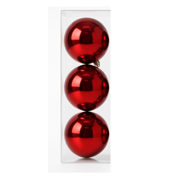 Conjunto 3 Bolas de Natal Brilhante Vermelho Escuro 10cm