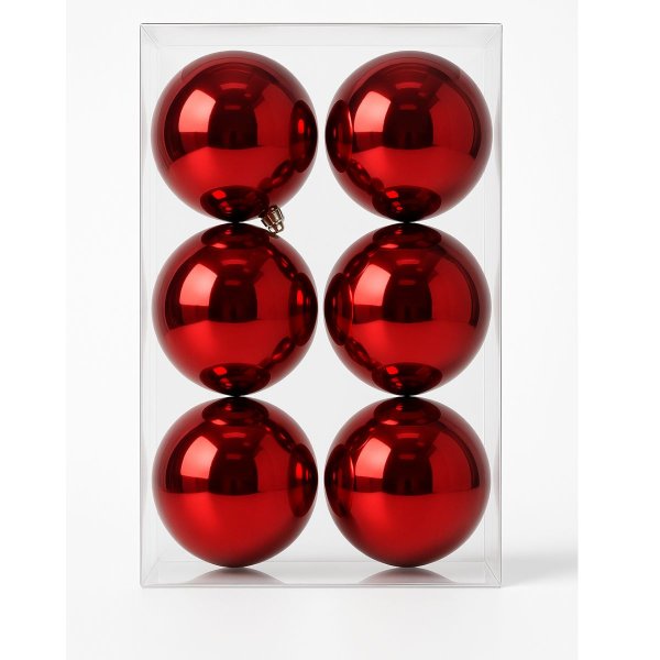 Conjunto 6 Bolas de Natal Brilhante Vermelho Escuro 8cm