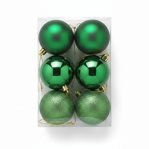 Conjunto 6 Bolas de Natal Mix Verde 8cm