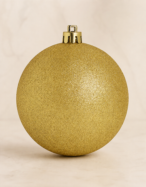 Bola de Natal Dourada 15cm Glitter