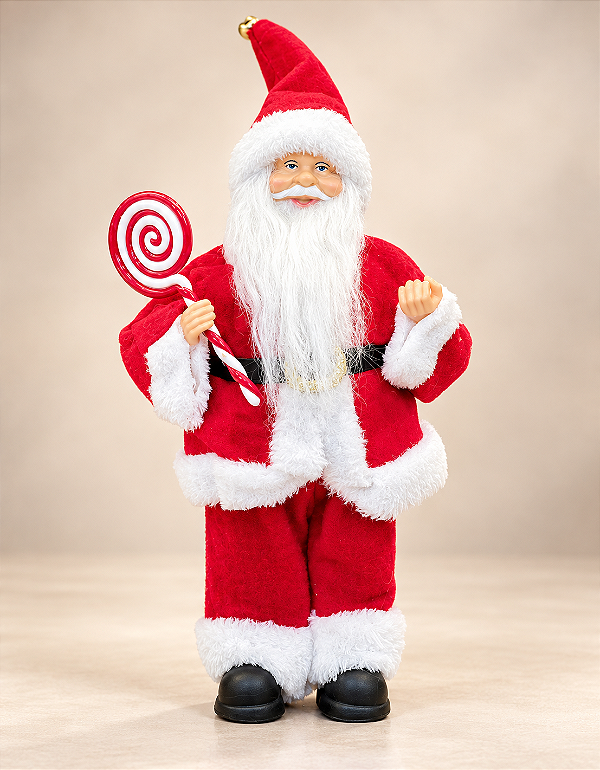 Papai Noel Decorativo Vermelho Lollipop 37cm Natal