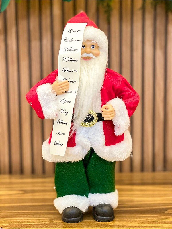 Papai Noel Verde em Pé Lista 30cm