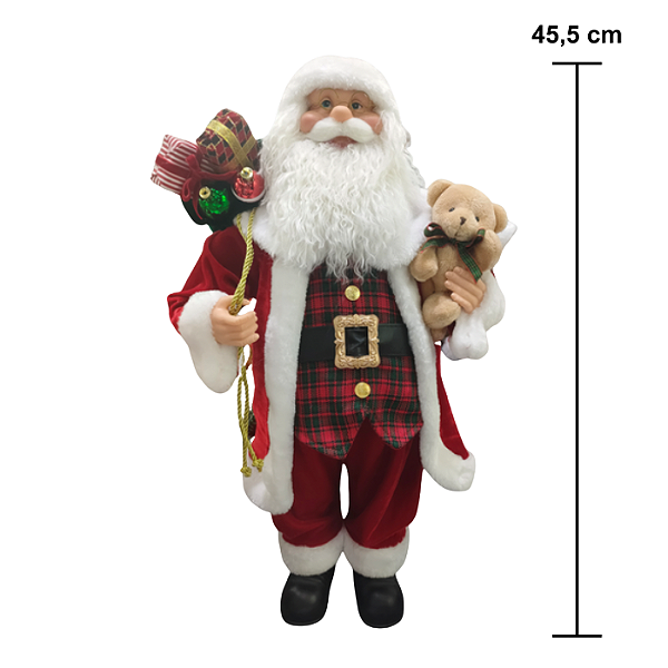 Papai Noel com Ursinho 45,5cm
