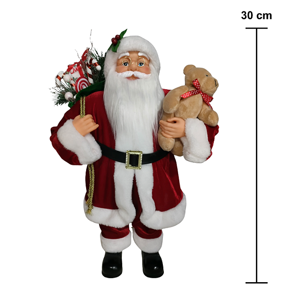 Papai Noel Tradicional Presentes Mini Urso 30cm