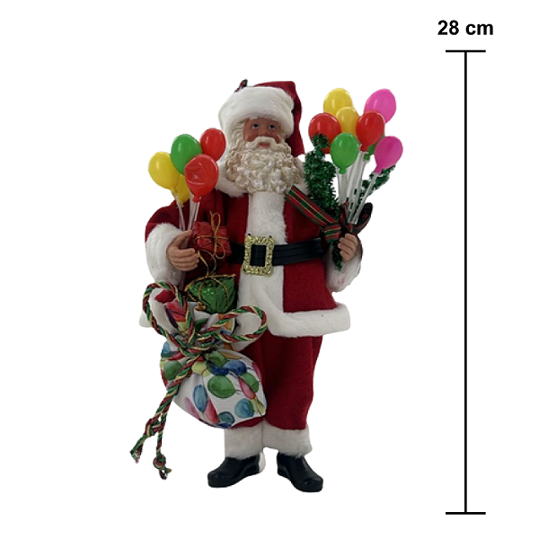 Papai Noel com Balões Colecionável 28cm
