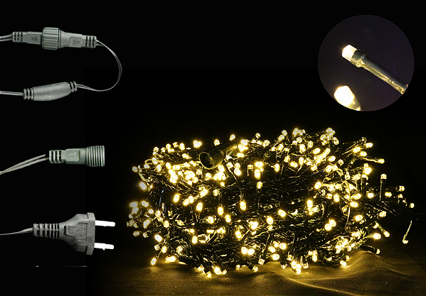 Pisca LED Strobo Fio Verde 30m com 1200 LEDs Branco Quente 127v
