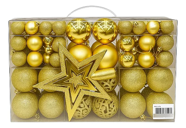 Kit Bola de Natal com 101 Peças Dourado
