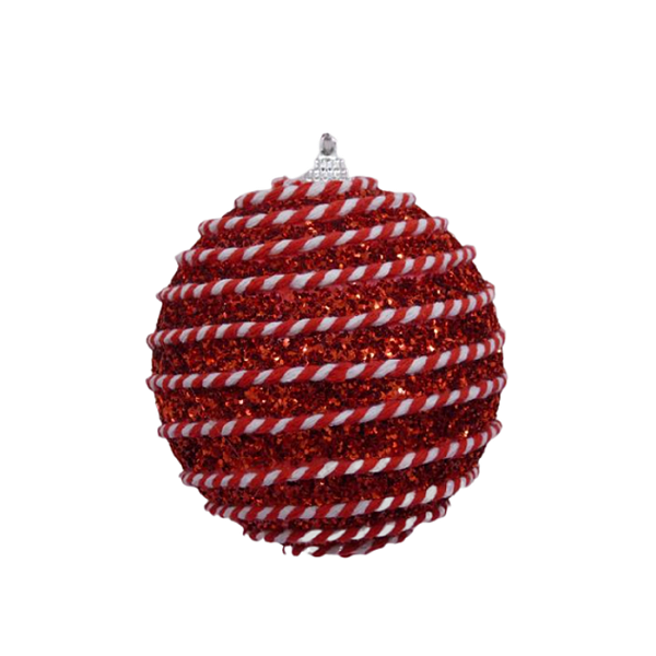 Conjunto 2 Bolas de Natal 10cm Decorada Vermelha