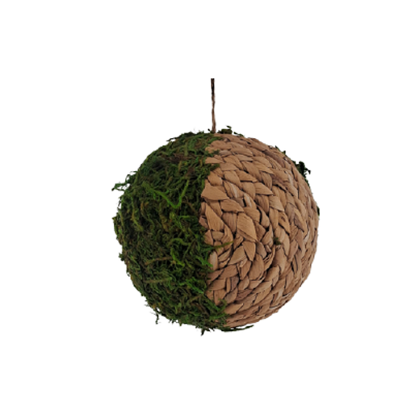 Bola de Natal Rústica 15cm Natural e Verde