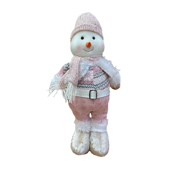 Boneco de Neve Gorro e Cachecol Rosa 41cm