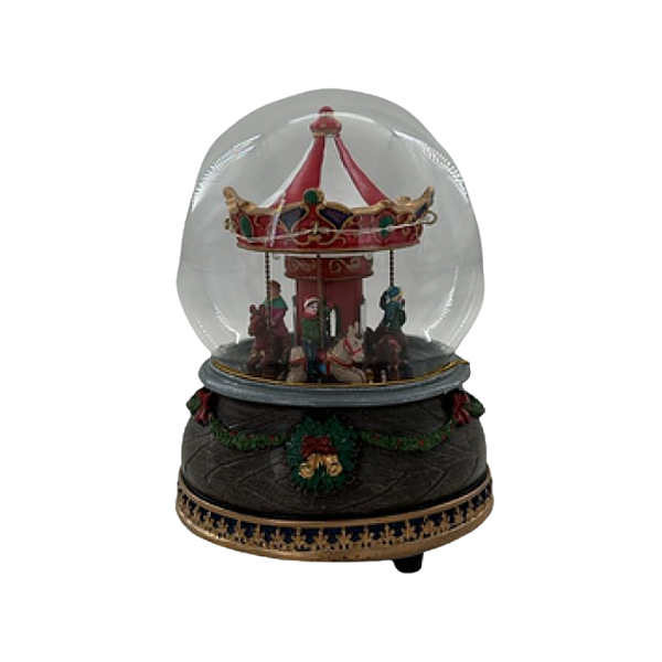 Globo de Neve com Carrossel 12x12x16cm Multicor