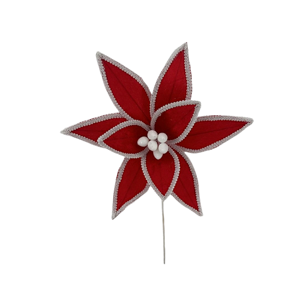 Haste Bico de Papagaio 32cm 9 Folhas Vermelho