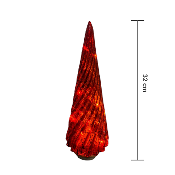 Árvore Vidro com Led Vermelho 32cm