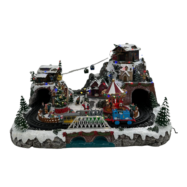 Vila Natalina Teleférico 69x57x40cm Multicor