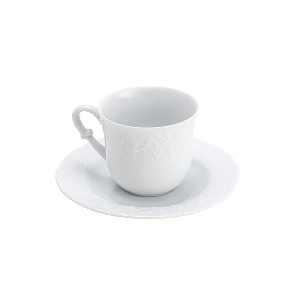 Conjunto 6 Xícaras de Chá de Porcelana Limoges com Pires Vendange 200ml - Wolff