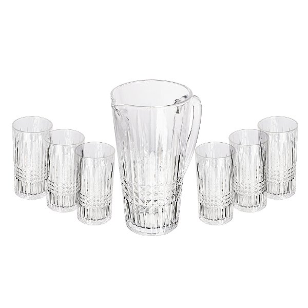 Conjunto Jarra com 6 Copos de Vidro Queen 1,5L/320ml - Wolff