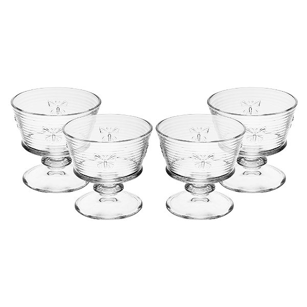 Conjunto 4 Taças de Sobremesa Lines Butterfly 240ml Vidro - Wolff