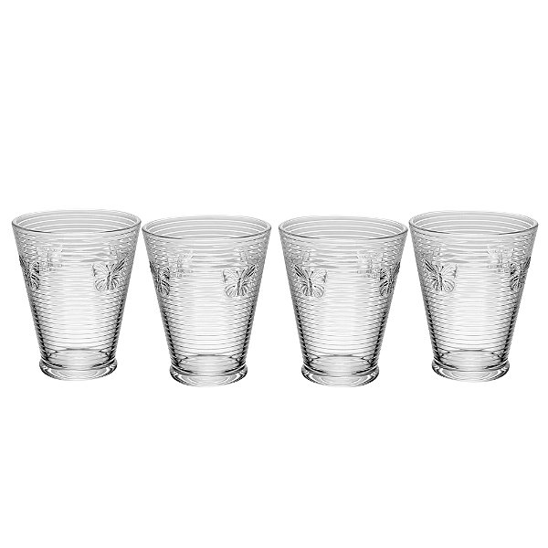 Conjunto 4 Copos Lines Butterfly 350ml Vidro - Wolff