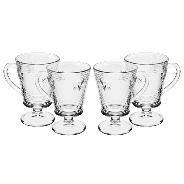 Conjunto 4 Taças de Cappuccino Lines Butterfly 240ml Vidro - Wolff