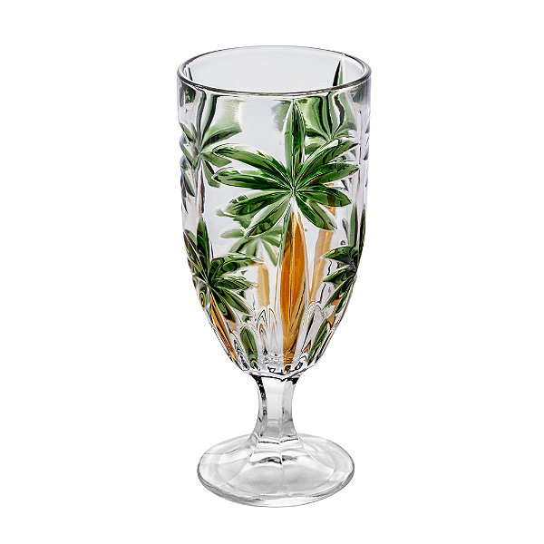 Conjunto 6 Taças Palm Tree Handpaint 450ml Cristal Ecológico - Wolff