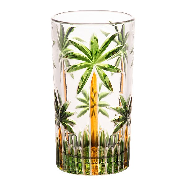 Conjunto 6 Copos Alto Palm Tree Handpaint 360ml Cristal Ecológico - Wolff